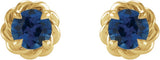 14K Gold Lab-Grown Blue Sapphire Round 4-Prong Claw Rope Stud Earrings - Yellow Gold - view 2