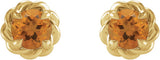 14K Gold Natural Citrine Round 4-Prong Claw Rope Stud Earrings - Yellow Gold - view 2
