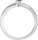 14K Gold Round Natural Mozambique Garnet Family Stackable Ring - White Gold - view 2