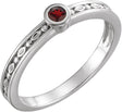 14K Gold Round Natural Mozambique Garnet Family Stackable Ring - White Gold