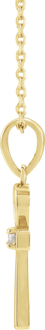 14K Gold Round Natural Diamond Ankh Cross Necklace or Pendant - Yellow Gold - view 2