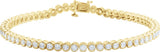 14K Gold Round Natural Diamond Accented Line Bracelet – 2.4-3.2mm Stones - Yellow Gold