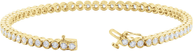 14K Gold Round Natural Diamond Accented Line Bracelet – 2.4-3.2mm Stones - Yellow Gold - view 2