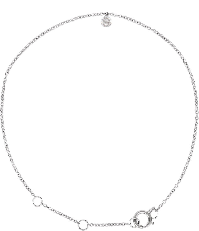 14K Gold Round Natural Diamond Accented Anklet or Bracelet - White Gold