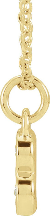 14K Gold Round Natural Diamond Petite Initial Necklace - Yellow Gold - view 4