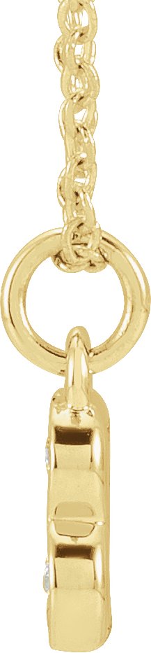 14K Gold Round Natural Diamond Petite Initial Necklace - Yellow Gold - view 4