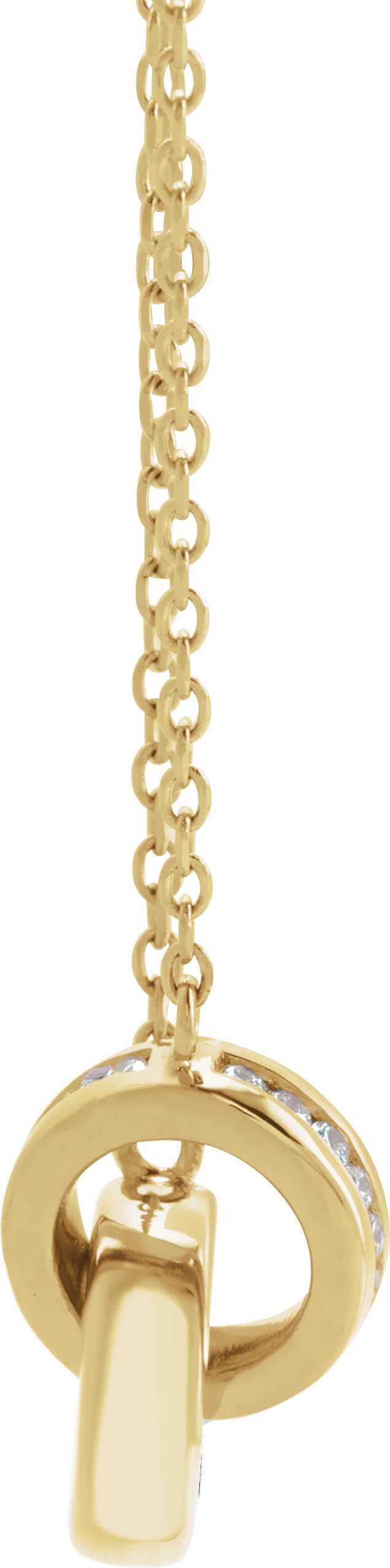 14K Gold Round Natural Diamond Interlocking Circle Necklace – 0.08 CTW - Yellow Gold - view 2