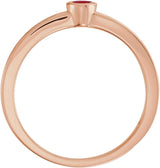 14K Gold Round Lab-Grown Ruby Family Stackable Ring - Rose Gold - view 2