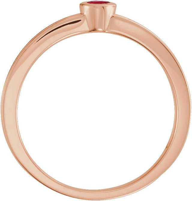 14K Gold Round Lab-Grown Ruby Family Stackable Ring - Rose Gold - view 2