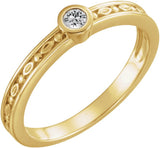 14K Gold Round Natural White Sapphire Family Stackable Ring - Yellow Gold