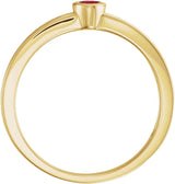 14K Gold Round Lab-Grown Ruby Family Stackable Ring - Yellow Gold - view 2