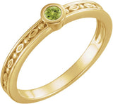 14K Gold Round Natural Peridot Family Stackable Ring - Yellow Gold
