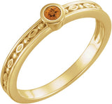 14K Gold Round Natural Citrine Family Stackable Ring - Yellow Gold