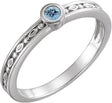14K Gold Round Natural Aquamarine Family Stackable Ring - White Gold