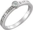 14K Gold Round Natural Diamond Family Stackable Ring - White Gold