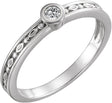 14K Gold Round Natural White Sapphire Family Stackable Ring - White Gold