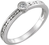 14K Gold Round Natural White Sapphire Family Stackable Ring - White Gold