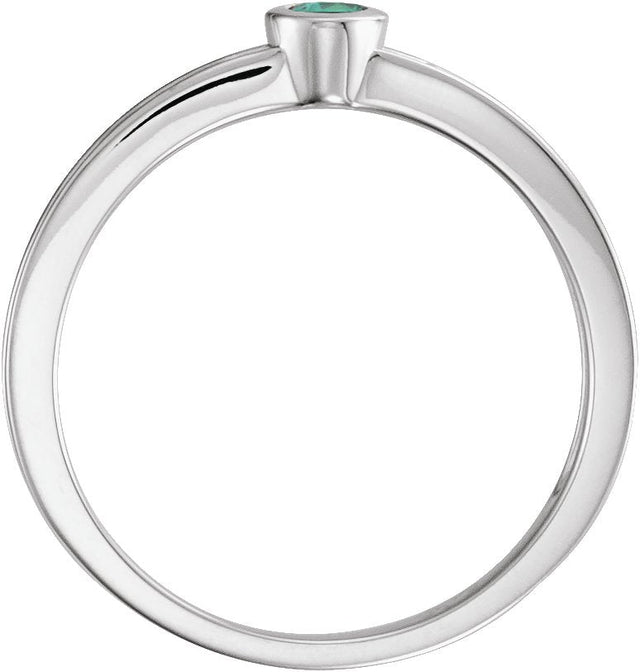 14K Gold Round Lab-Grown Alexandrite Family Stackable Ring - White Gold - view 2