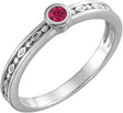 14K Gold Round Natural Ruby Family Stackable Ring - White Gold