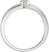 14K Gold Round Natural Peridot Family Stackable Ring - White Gold - view 2