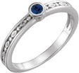 14K Gold Round Lab-Grown Blue Sapphire Family Stackable Ring - White Gold