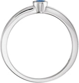 14K Gold Round Natural Blue Sapphire Family Stackable Ring - White Gold - view 2