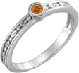 14K Gold Round Natural Citrine Family Stackable Ring - White Gold