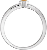 14K Gold Round Natural Citrine Family Stackable Ring - White Gold - view 2