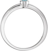 14K Gold Round Natural Blue Zircon Family Stackable Ring - White Gold - view 2