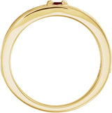 14K Gold Round Natural Mozambique Garnet Family Stackable Ring – 4mm Stones - Yellow Gold - view 2