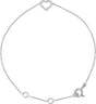 14K Gold Round Natural Diamond Heart Bracelet - White Gold