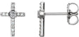 Platinum Round Natural Diamond Accented Cross Earrings – 2mm Stones