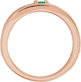 14K Gold Round Natural Emerald Family Stackable Ring – 4mm Stones - Rose Gold - view 2