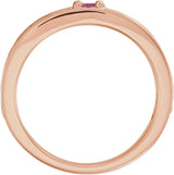 14K Gold Round Natural Pink Tourmaline Family Stackable Ring – 4mm Stones - Rose Gold - view 2