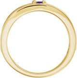 14K Gold Round Natural Amethyst Family Stackable Ring – 4mm Stones - Yellow Gold - view 2