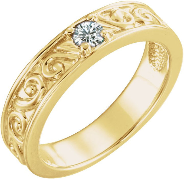14K Gold Round Natural Diamond Family Stackable Ring – 4mm Stones - Yellow Gold