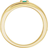 14K Gold Round Natural Emerald Family Stackable Ring – 4mm Stones - Yellow Gold - view 2