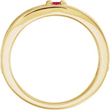 14K Gold Round Natural Ruby Family Stackable Ring – 4mm Stones - Yellow Gold - view 2