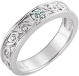 14K Gold Round Natural Diamond Family Stackable Ring – 4mm Stones - White Gold
