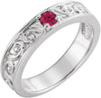 14K Gold Round Natural Ruby Family Stackable Ring – 4mm Stones - White Gold