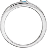 14K Gold Round Natural Aquamarine Family Stackable Ring – 4mm Stones - White Gold - view 2