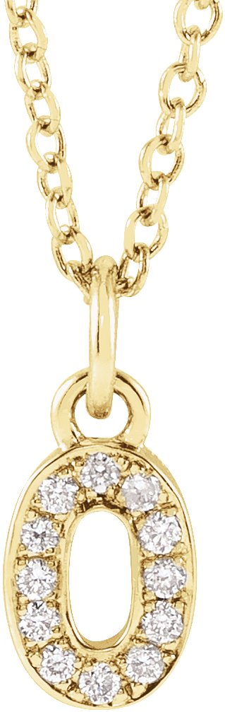 14K Gold Round Natural Diamond Petite Pavé® Accented Numeral Necklace - Yellow Gold