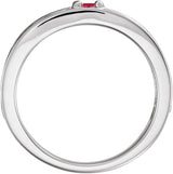 14K Gold Round Natural Ruby Family Stackable Ring – 4mm Stones - White Gold - view 2