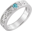 14K Gold Round Natural Blue Zircon Family Stackable Ring – 4mm Stones - White Gold