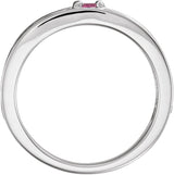 14K Gold Round Natural Pink Tourmaline Family Stackable Ring – 4mm Stones - White Gold - view 2