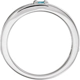 14K Gold Round Natural Blue Zircon Family Stackable Ring – 4mm Stones - White Gold - view 2