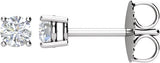 14K Gold Natural Diamond Round 4-Prong Stud Earrings – 3-5.2mm Stones - White Gold