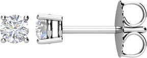 14K Gold Natural Diamond Round 4-Prong Stud Earrings – 3-5.2mm Stones - White Gold