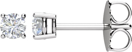 14K Gold Natural Diamond Round 4-Prong Stud Earrings – 3-5.2mm Stones - White Gold