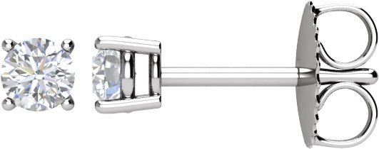 14K Gold Natural Diamond Round 4-Prong Stud Earrings – 3-5.2mm Stones - White Gold